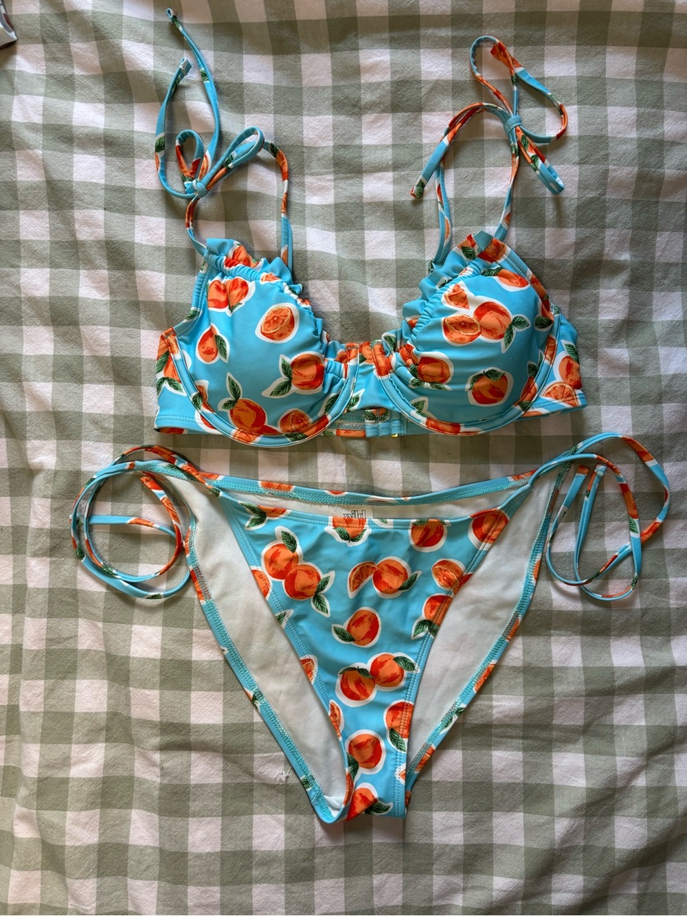 wild fable Aqua Peach Print Bikini Top